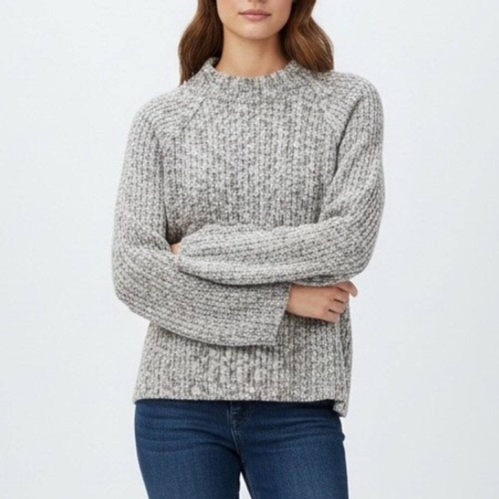 White‎ Willow Speckled Mock Neck Knit Sweater Women's Size S/P